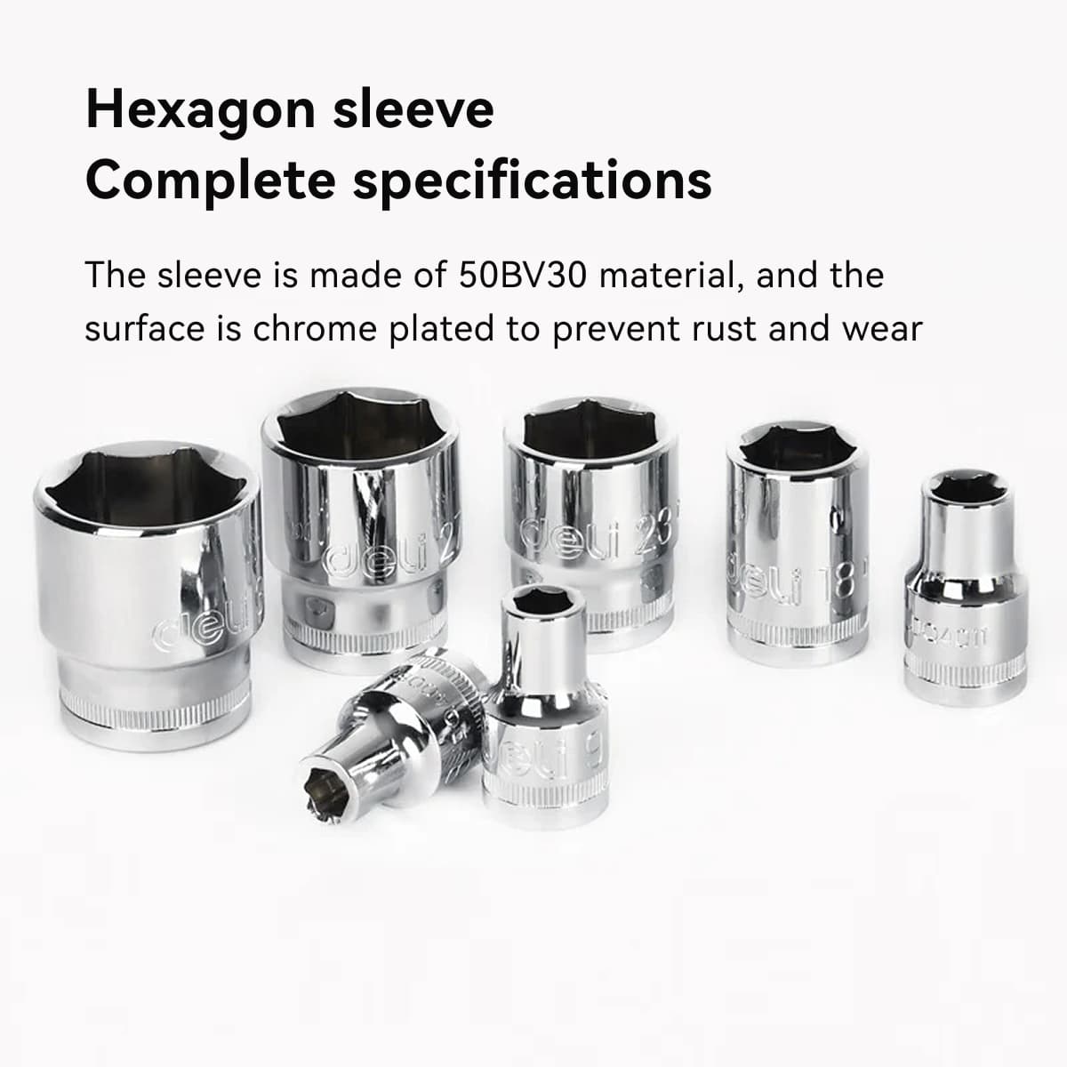 Deli Tools 12.5mm Series Hexagonal Sockets 
