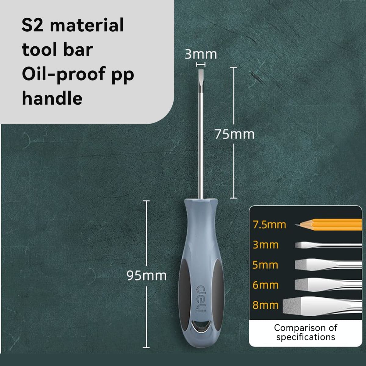 Deli Tools Non-slip Handle Phillips Screwdriver 