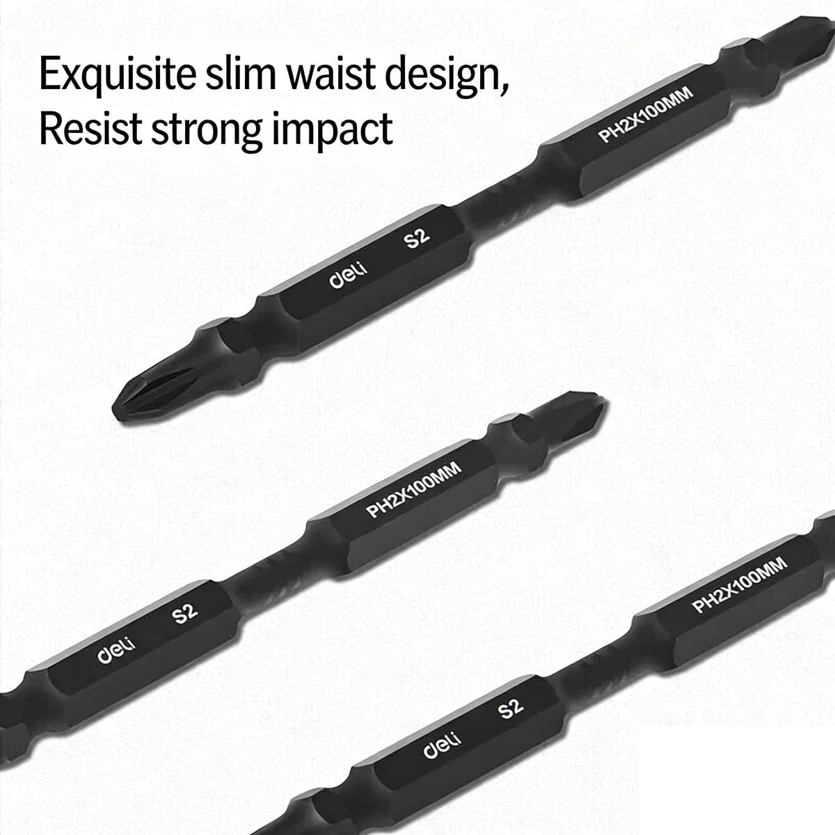 Deli Tools impact-resistant double-ended screwdriver head 