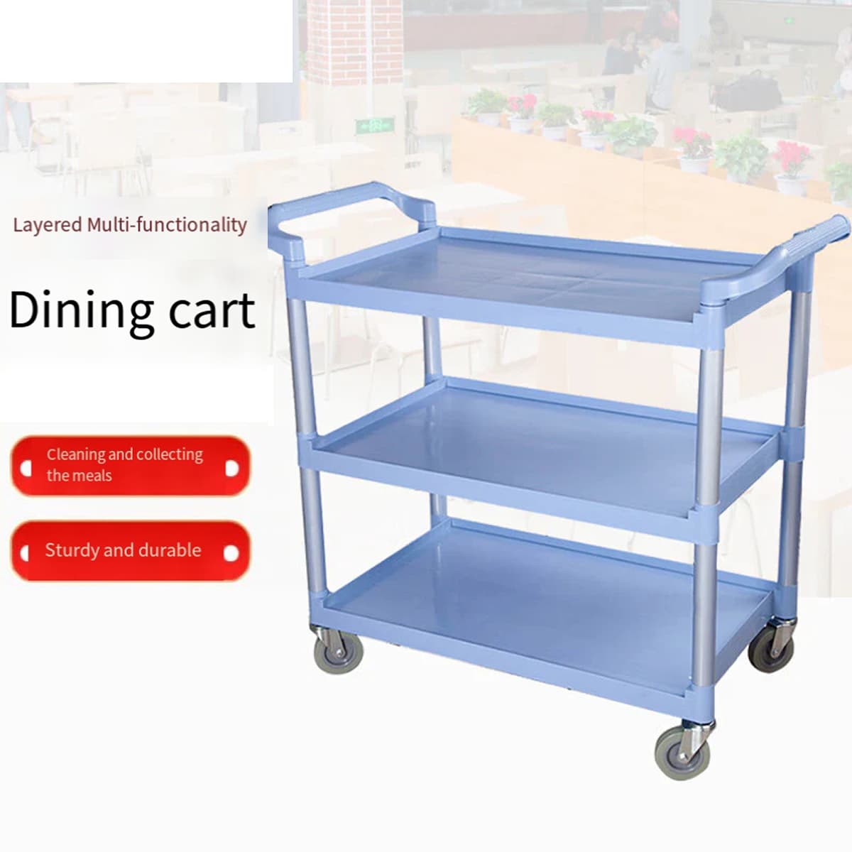 Haisdick Plastic Three-Layer Food Collection Cart 