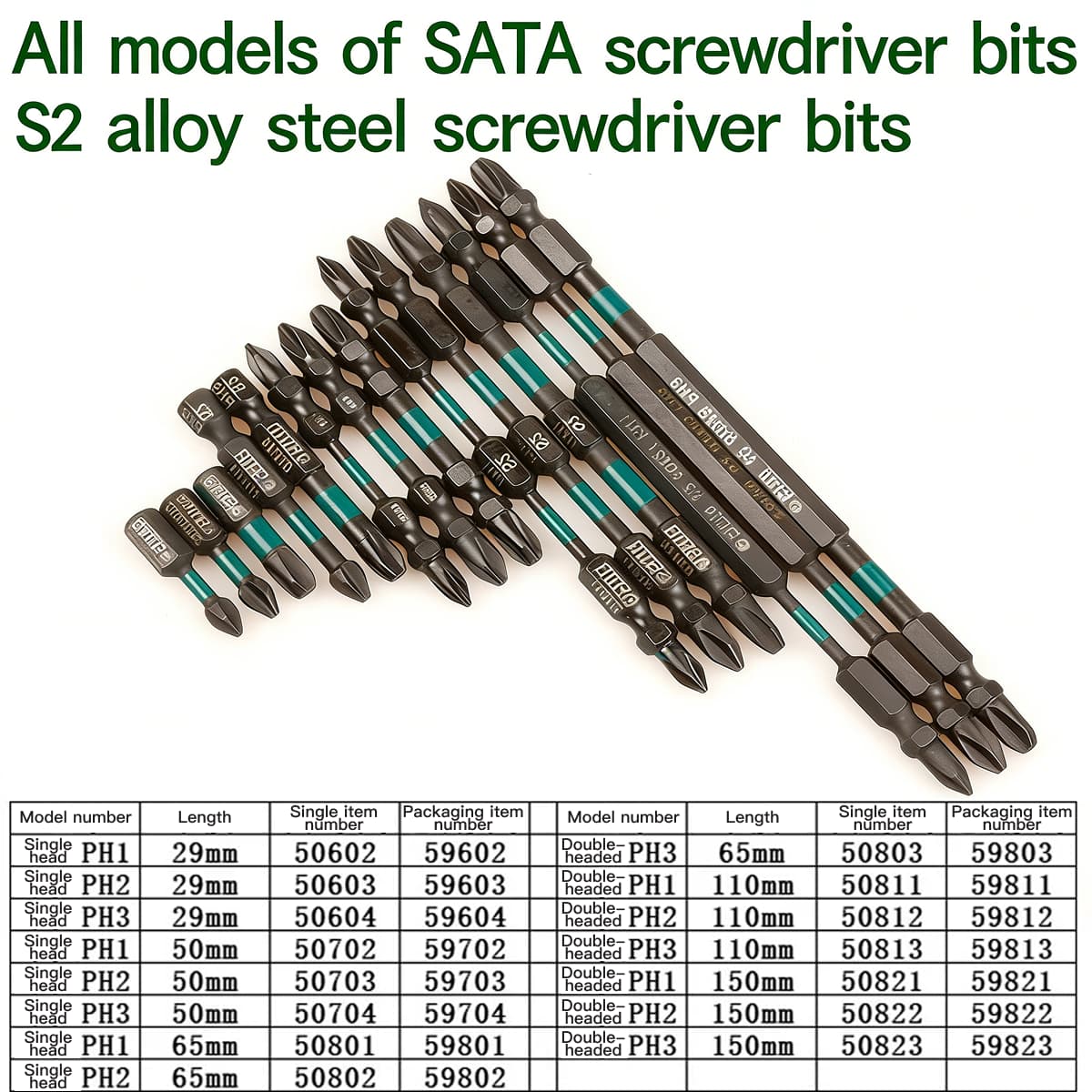 SATA 6.3mm series 29mm long impact resistant cross screwdriver head 