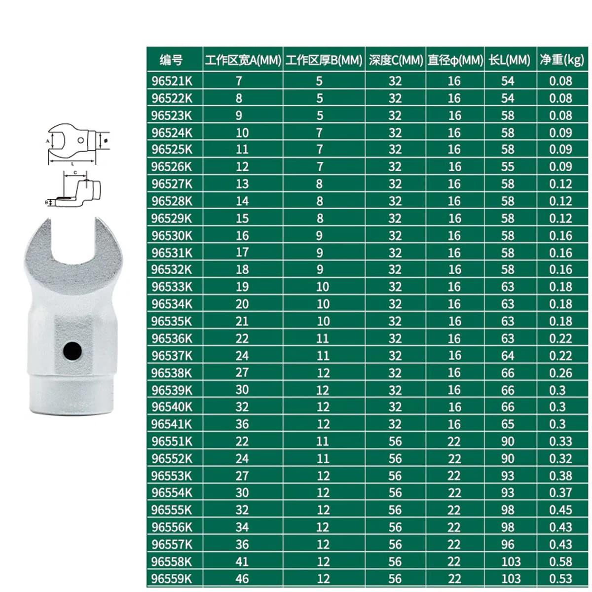 Star torque wrench open end 