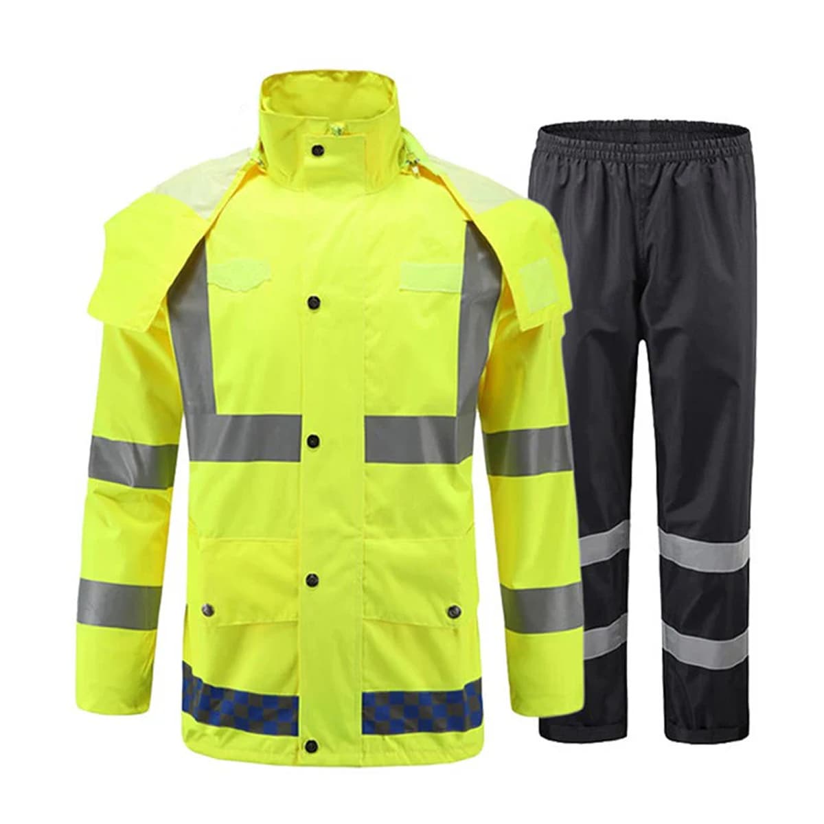 Three-pole outdoor split reflective raincoat 