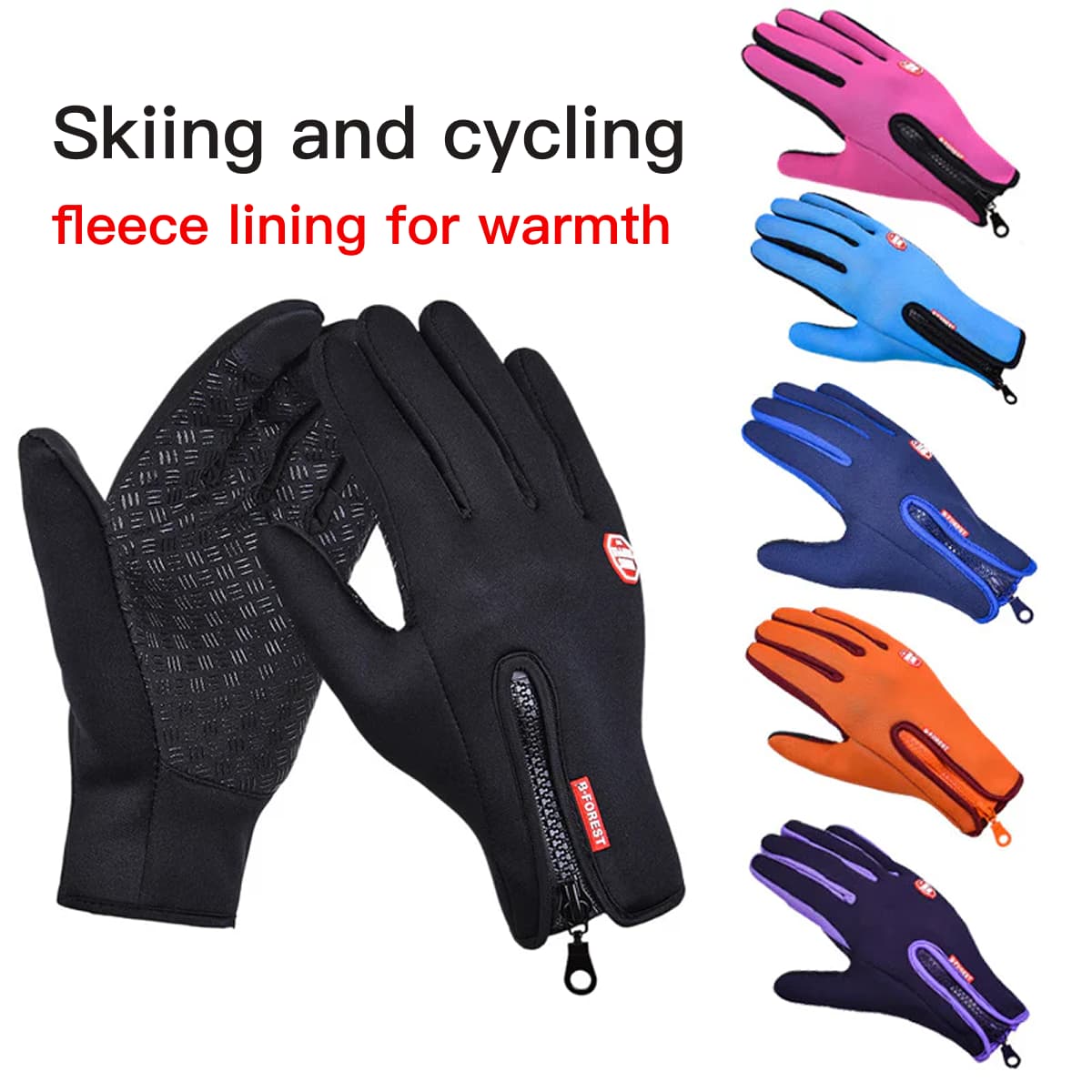 Triple outdoor waterproof fleece-lined gloves 