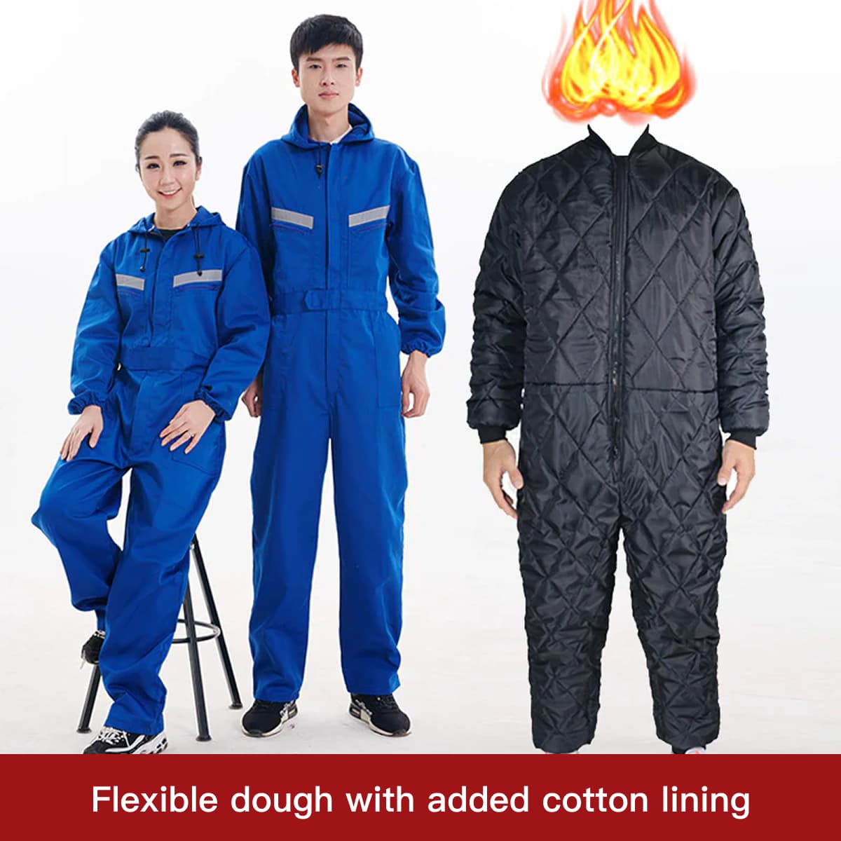 Yumaike Hooded Onesie Long-Sleeved Work Suit Cotton-Padded Jacket 