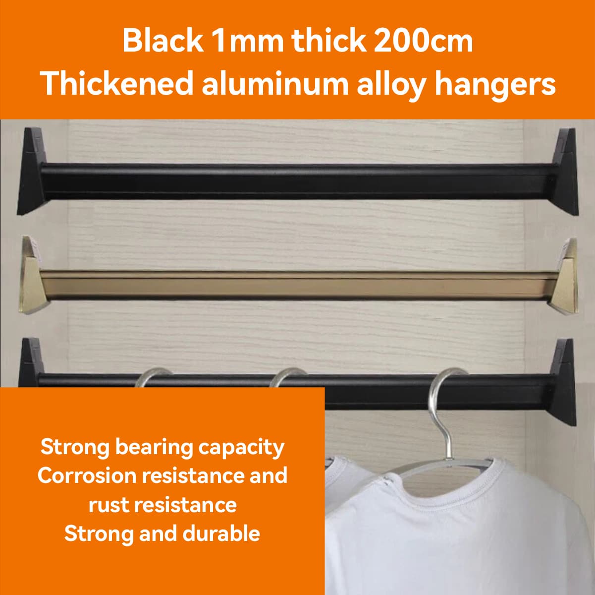 Hastick wardrobe hanging rod with a pair of flange seats 